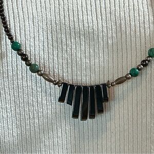 Chic Black and Green Beaded Necklace
